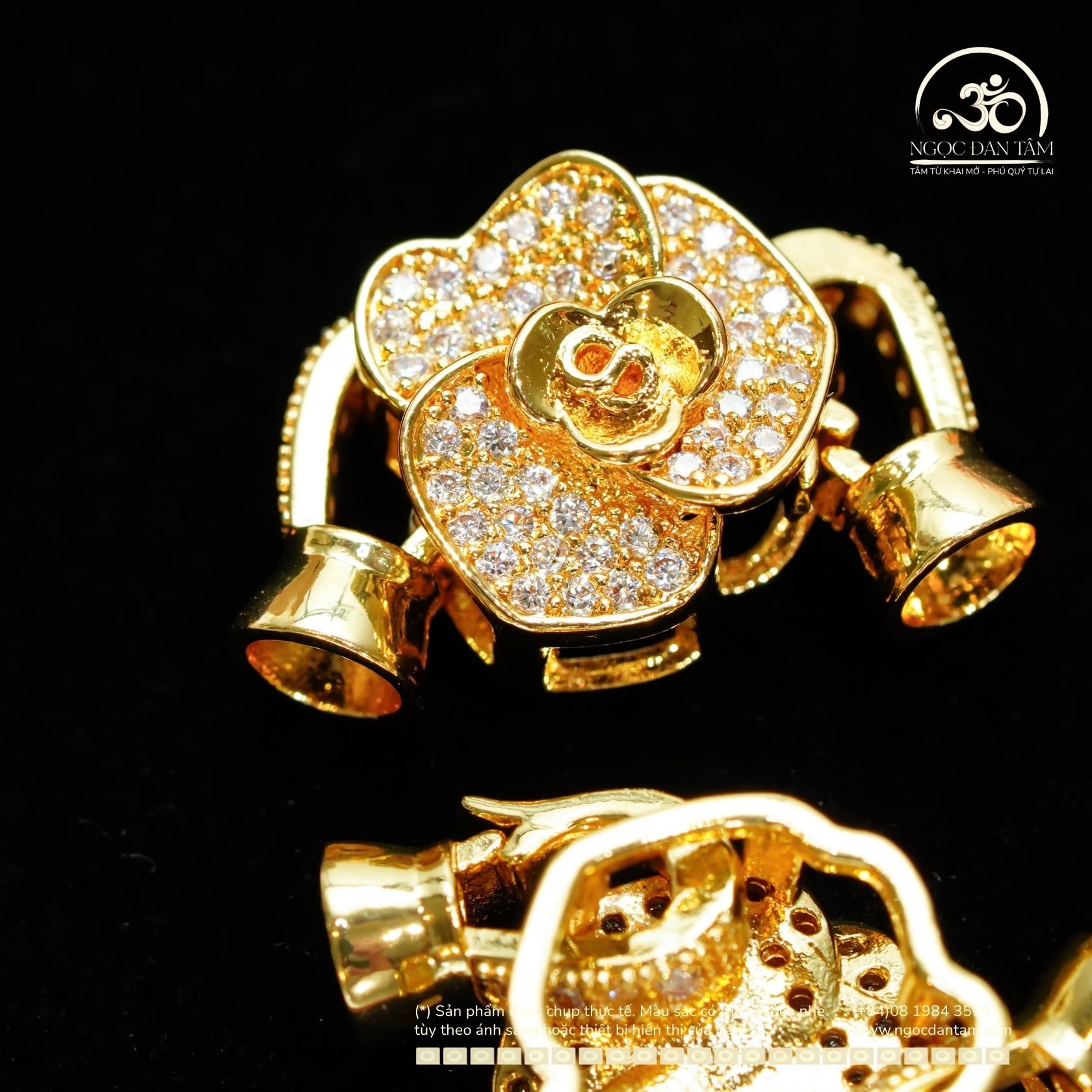  Charm Khóa Vòng Cổ Hoa Mẫu Đơn Mạ Vàng Cao Cấp 
