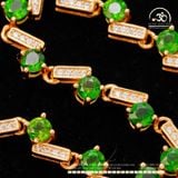  Lắc Tay Bạc 925 Mạ Vàng Đính Đá Diopside 3x5mm 