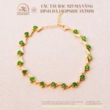 Lắc Tay Bạc 925 Mạ Vàng Đính Đá Diopside 3x5mm 