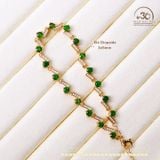  Lắc Tay Bạc 925 Mạ Vàng Đính Đá Diopside 3x5mm 