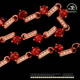  Lắc Tay Bạc 925 Mạ Vàng Đính Đá Garnet 3mm 