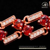  Lắc Tay Bạc 925 Mạ Vàng Đính Đá Garnet 3mm 