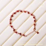  Lắc Tay Bạc 925 Mạ Vàng Đính Đá Garnet 3mm 