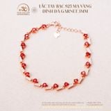  Lắc Tay Bạc 925 Mạ Vàng Đính Đá Garnet 3mm 