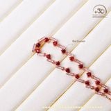  Lắc Tay Bạc 925 Mạ Vàng Đính Đá Garnet 3mm 
