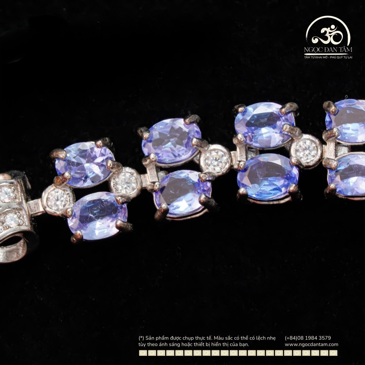  Lắc Tay Bạc 925 Đính Đá Tanzanite 3x4mm 