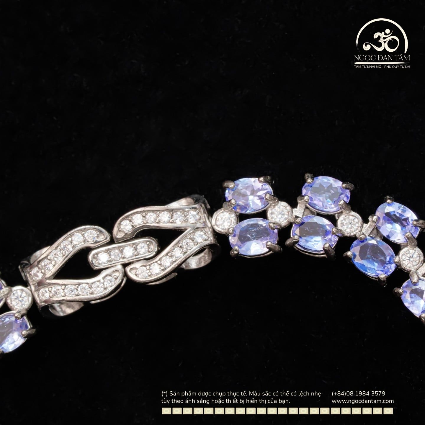  Lắc Tay Bạc 925 Đính Đá Tanzanite 3x4mm 