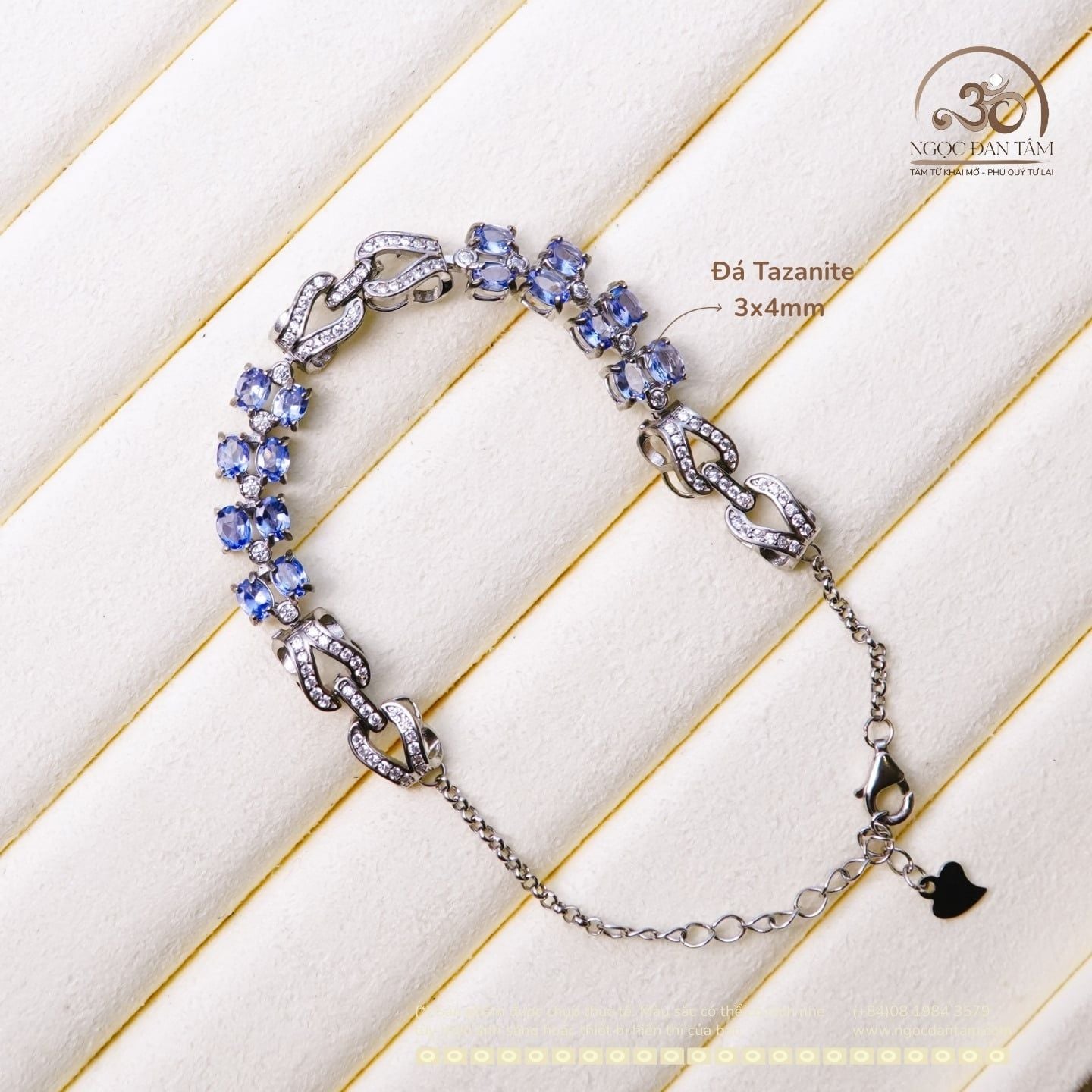  Lắc Tay Bạc 925 Đính Đá Tanzanite 3x4mm 