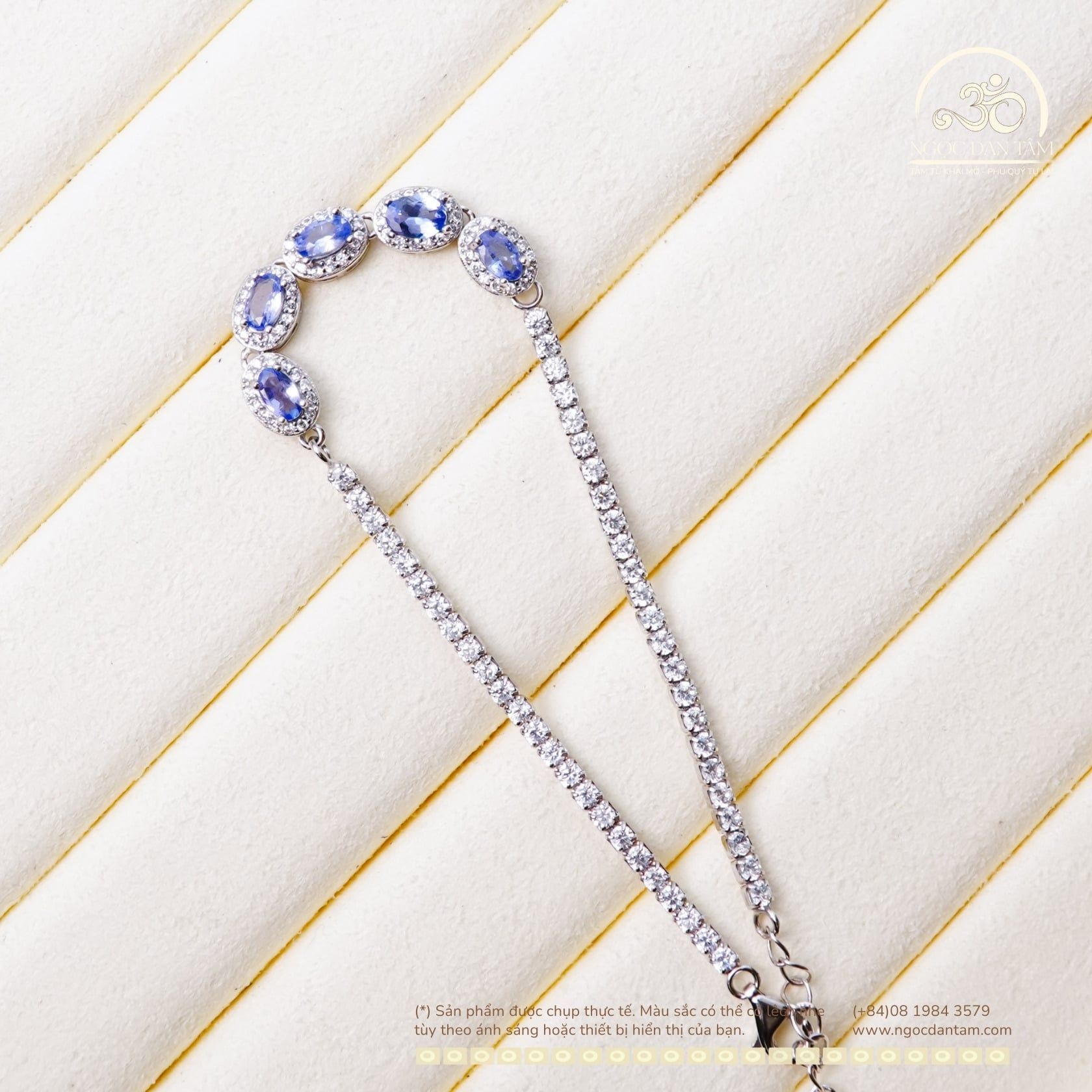  Lắc Tay Bạc 925 Đính Đá Tanzanite 5x3mm 