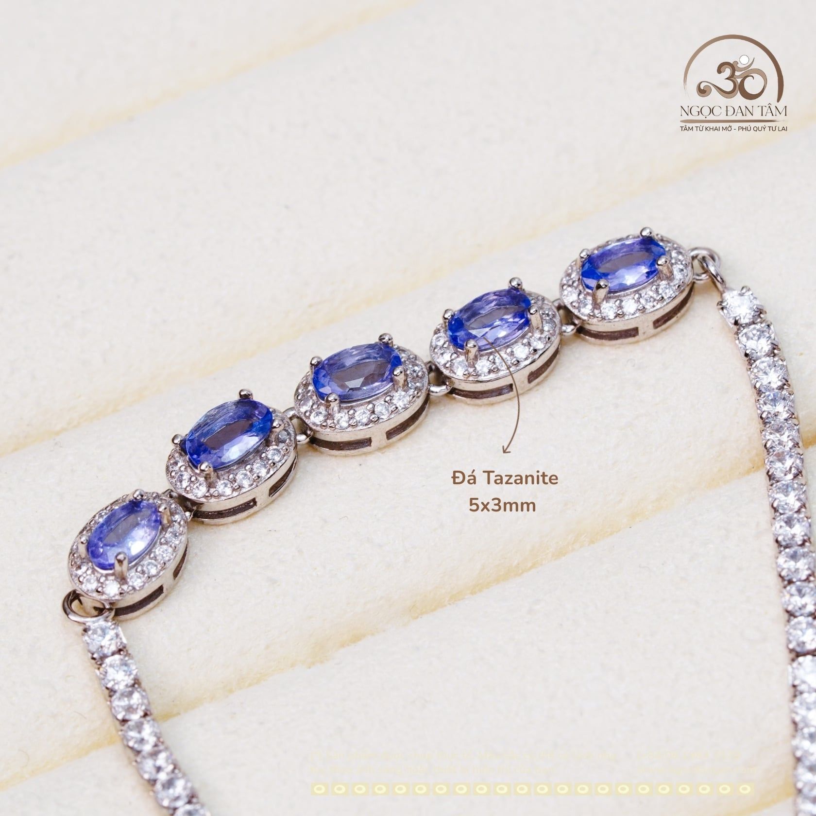  Lắc Tay Bạc 925 Đính Đá Tanzanite 5x3mm 
