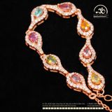  Lắc Tay Bạc 925 Mạ Vàng Đính Đá Tourmaline 5 x 3 mm 