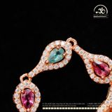  Lắc Tay Bạc 925 Mạ Vàng Đính Đá Tourmaline 5 x 3 mm 