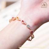  Lắc Tay Bạc 925 Mạ Vàng Đính Đá Tourmaline 5 x 3 mm 