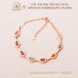  Lắc Tay Bạc 925 Mạ Vàng Đính Đá Tourmaline 5 x 3 mm 