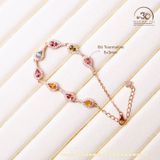  Lắc Tay Bạc 925 Mạ Vàng Đính Đá Tourmaline 5 x 3 mm 