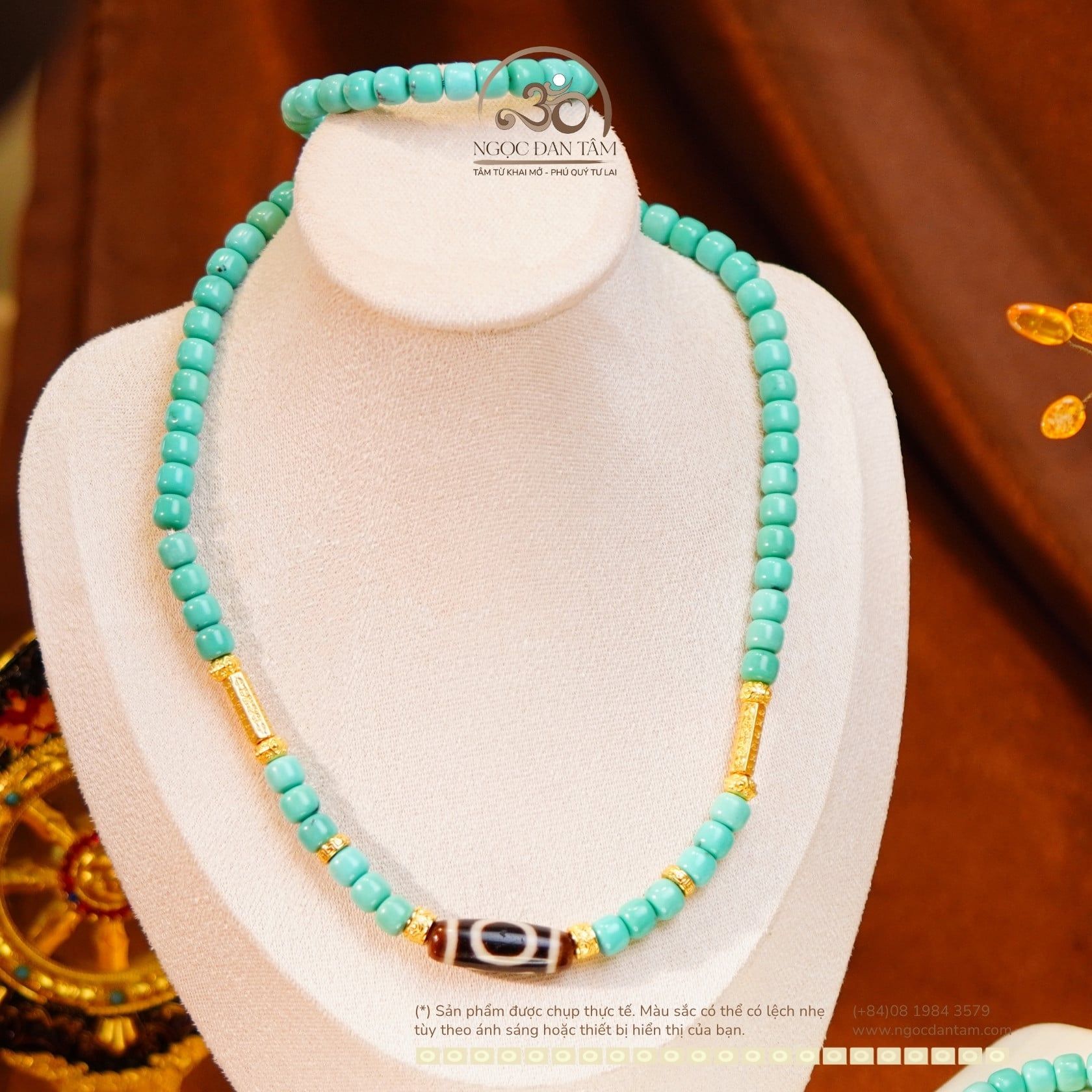  Bộ Trang Sức Lam Ngọc Phối Đá Dzi Cao Cấp 