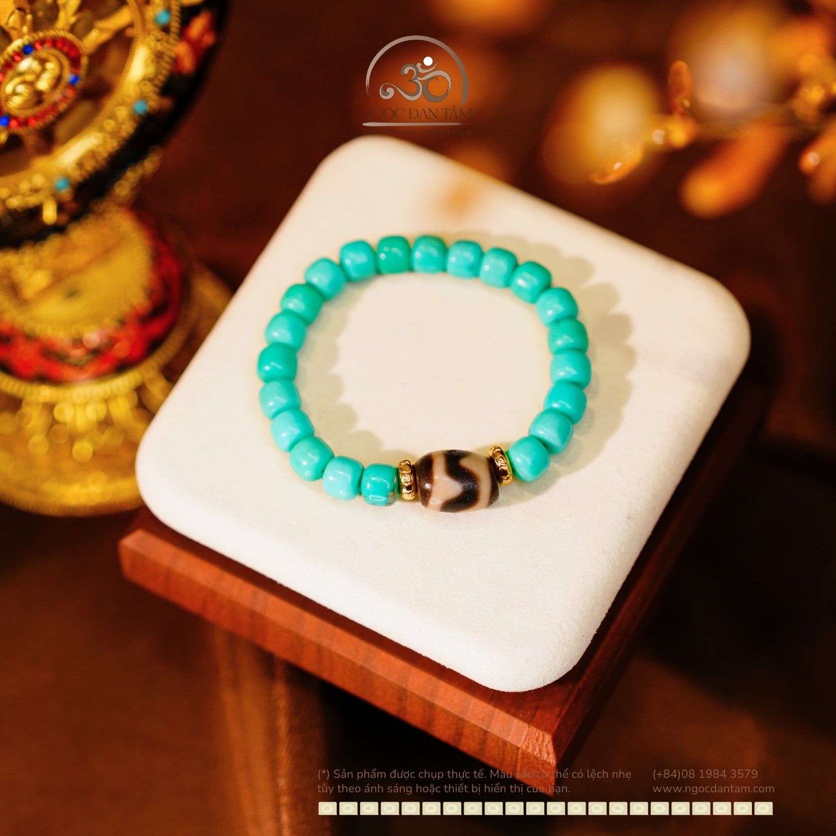  Bộ Trang Sức Lam Ngọc Phối Đá Dzi Cao Cấp 