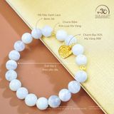  Vòng Tay Mã Não Xanh Lace 8mm 3A Phối Charm Bánh Xe Pháp Luân 