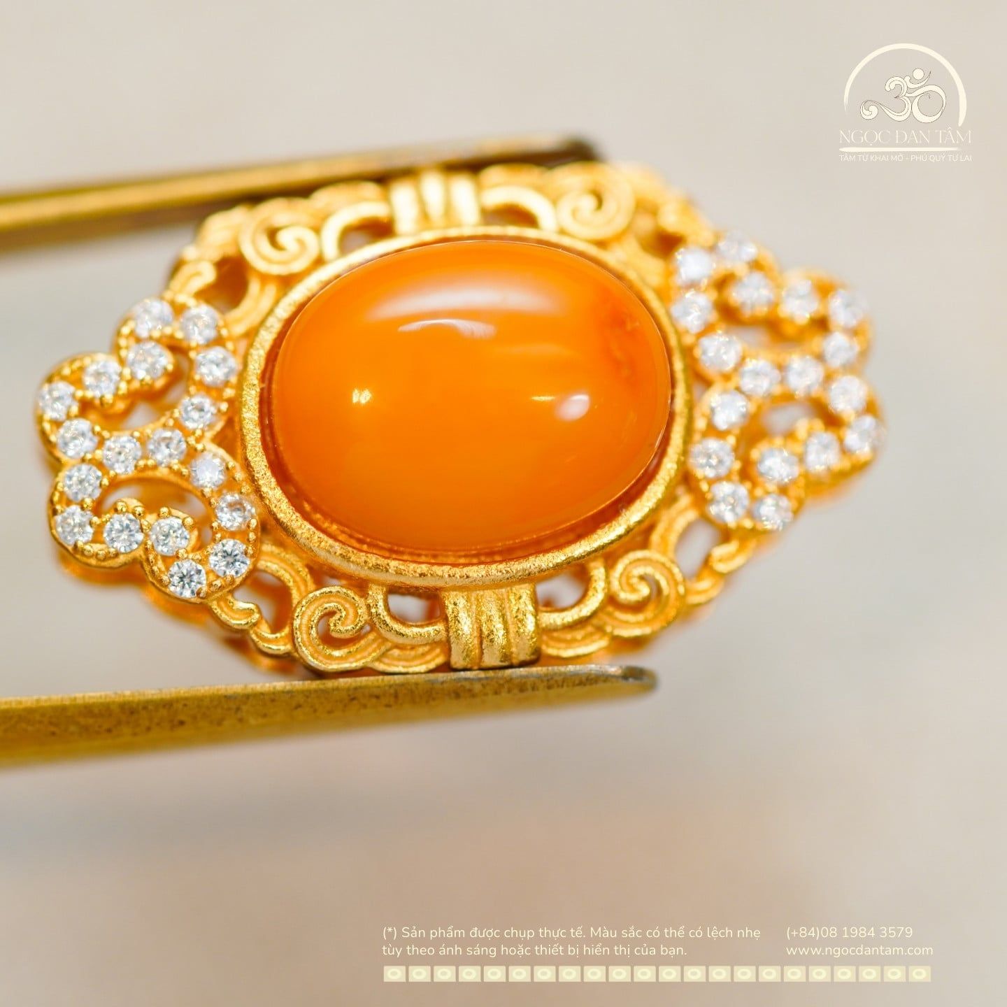  Mặt Dây Chuyền Bạc Mạ Vàng Đính Đá 19.83mm - Bạc 925 Mạ Vàng Cao Cấp 