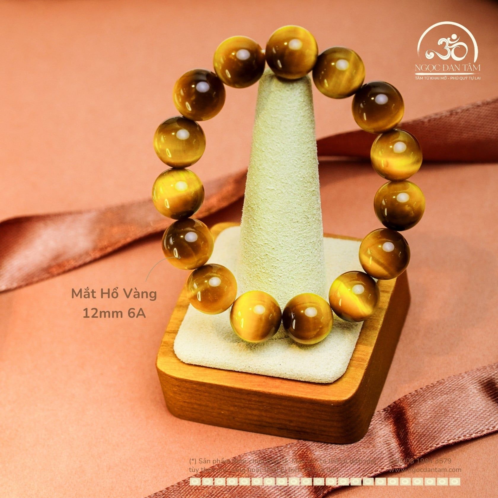  Vòng tay đá Mắt Hổ Vàng 12mm 6A 