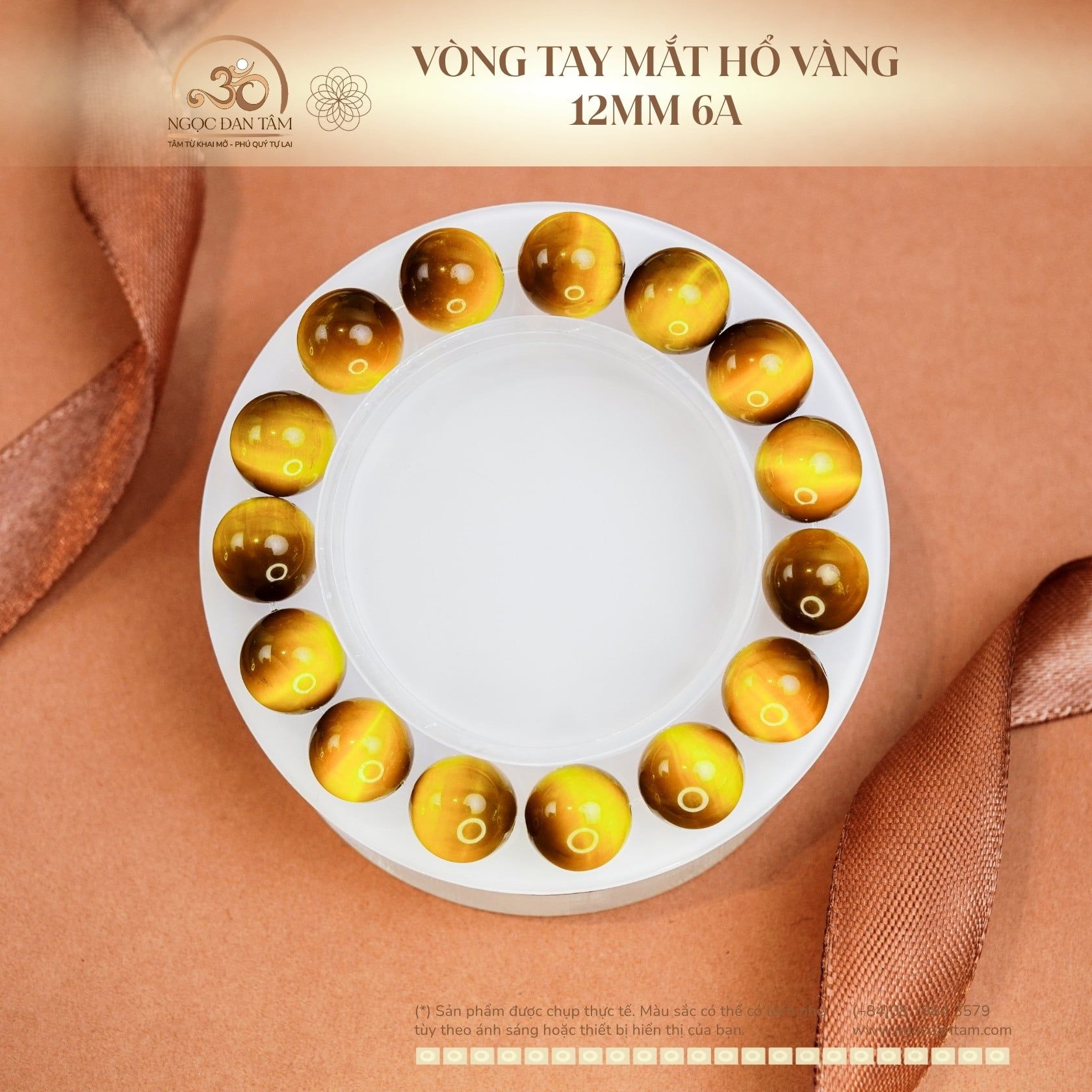  Vòng tay đá Mắt Hổ Vàng 12mm 6A 