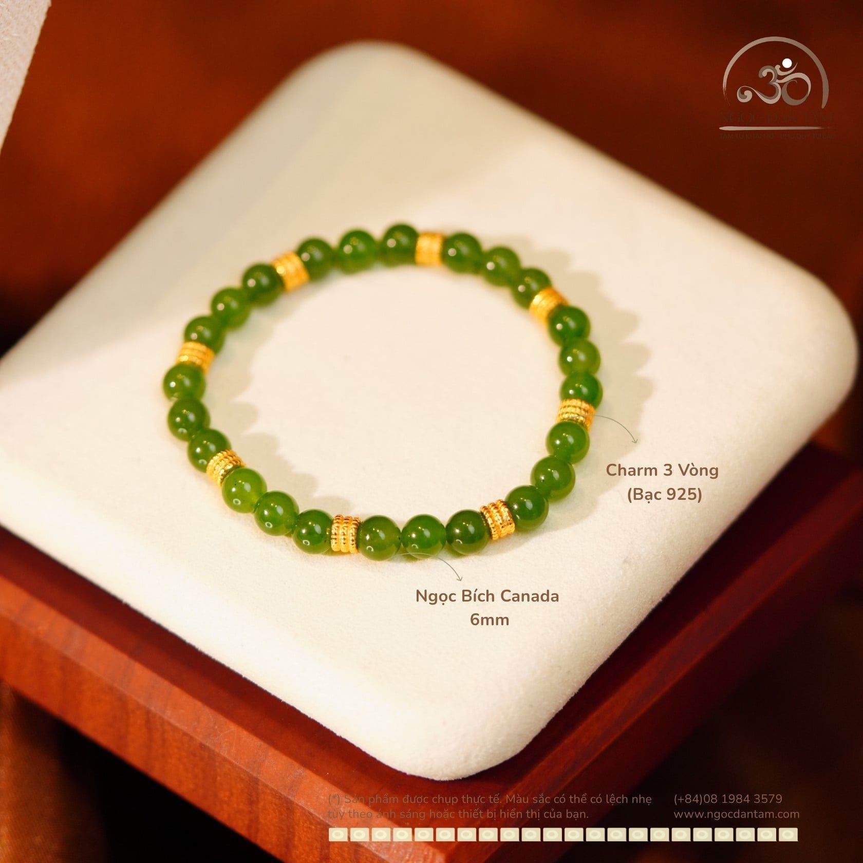  Bộ Trang Sức Ngọc Bích Canada Phối Đá Dzi + Charm Cao Cấp 