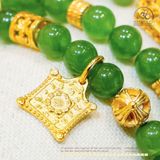  Bộ Trang Sức Ngọc Bích Canada Phối Đá Dzi + Charm Cao Cấp 
