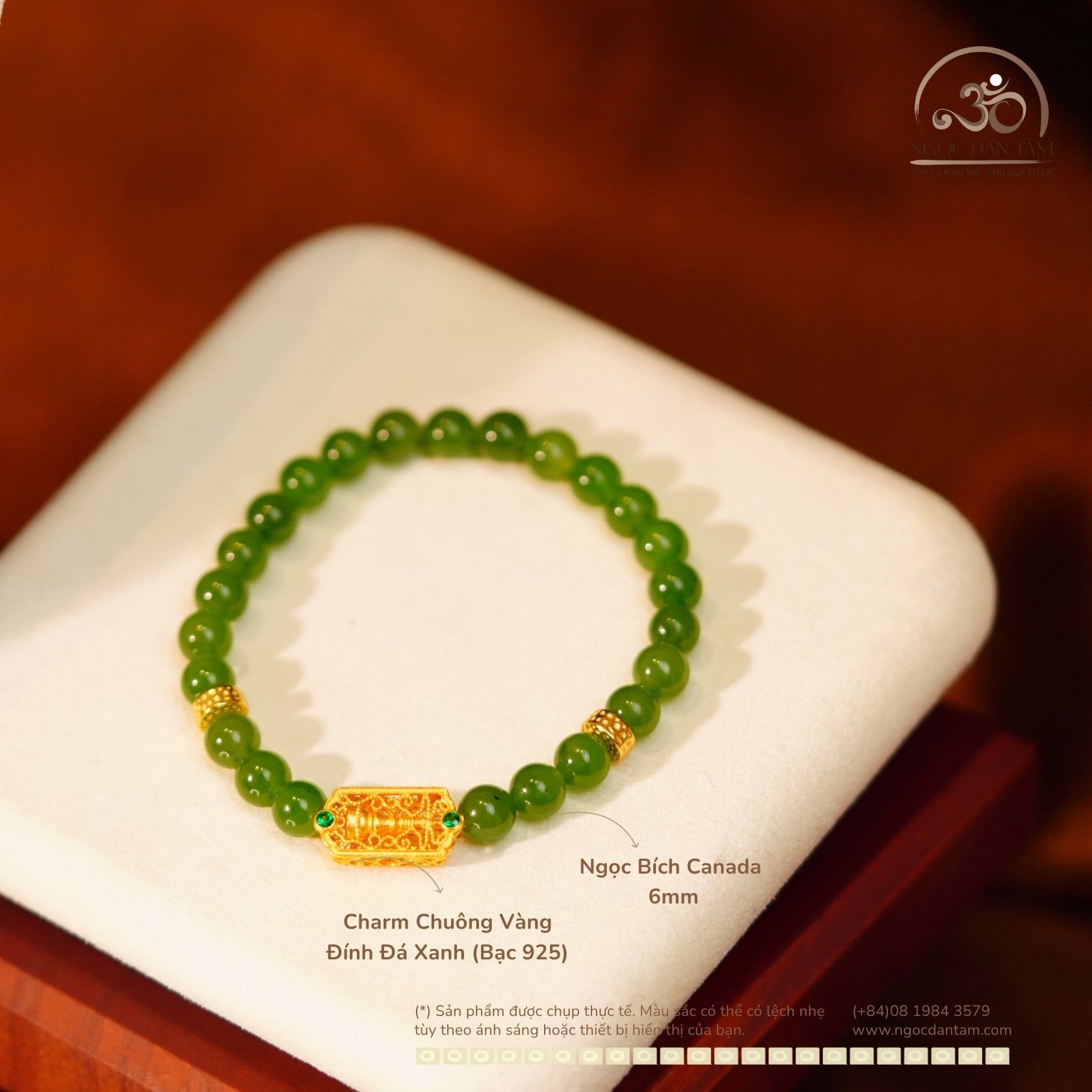  Bộ Trang Sức Ngọc Bích Canada Phối Đá Dzi + Charm Cao Cấp 
