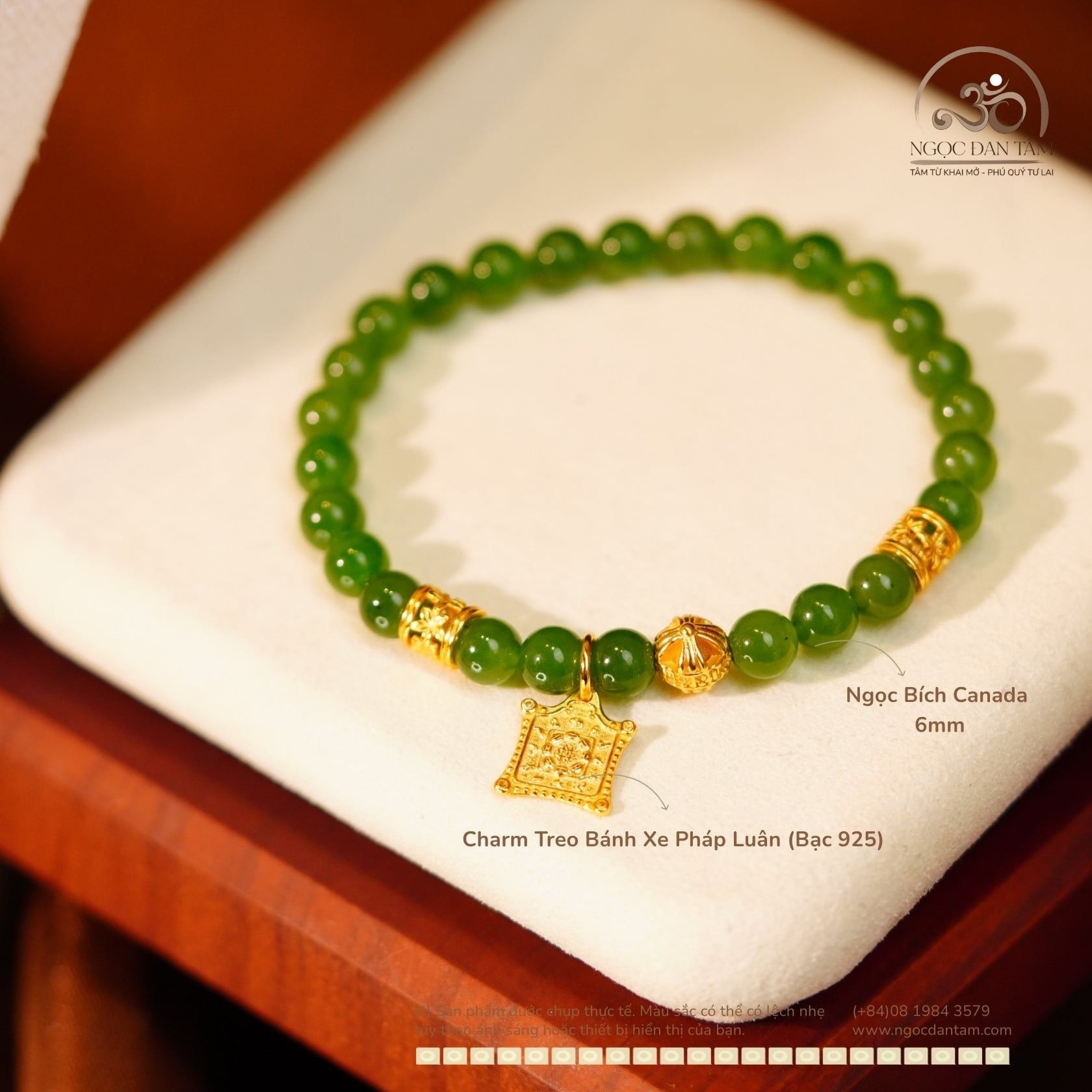  Bộ Trang Sức Ngọc Bích Canada Phối Đá Dzi + Charm Cao Cấp 
