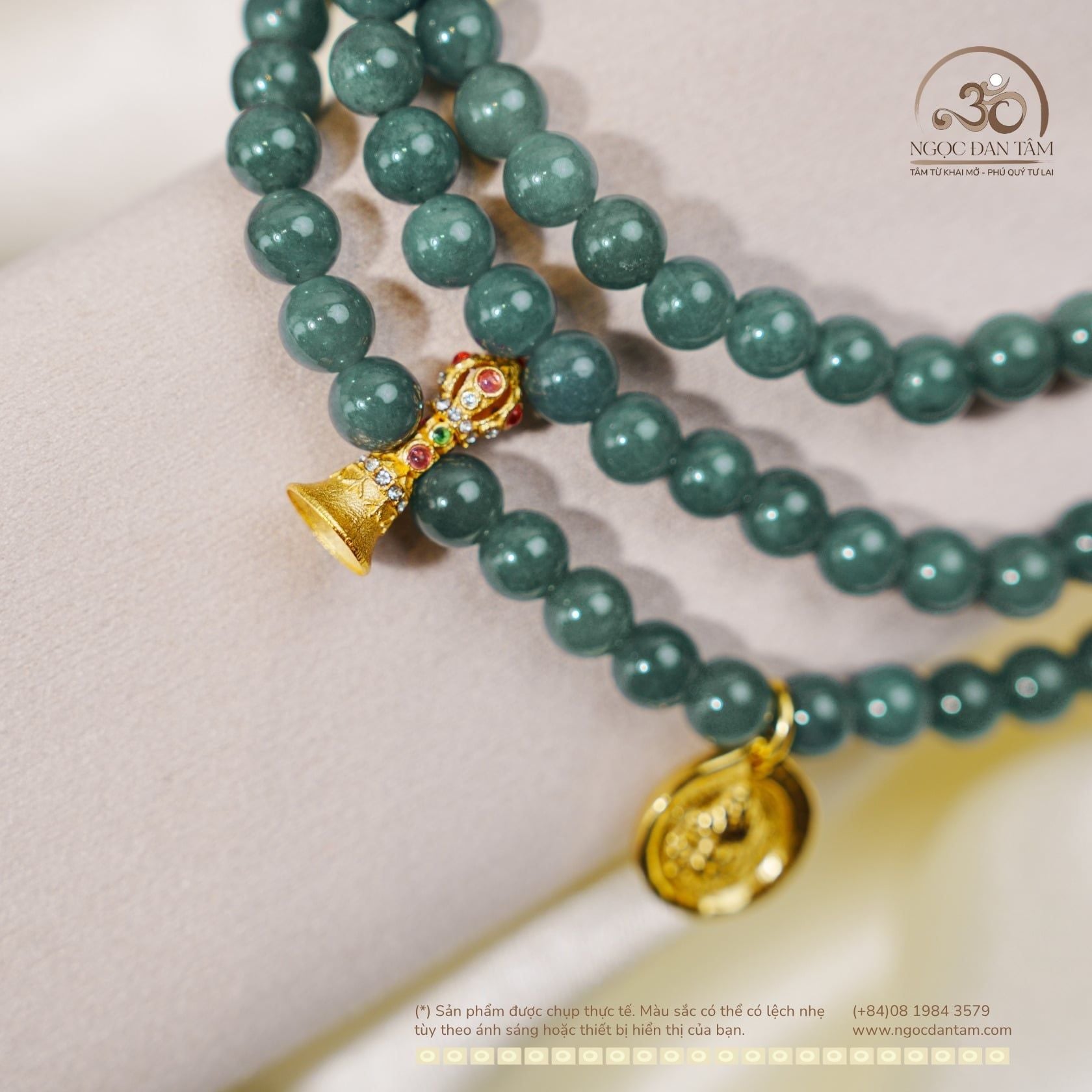  Chuỗi Vòng Tay Ngọc Hòa Điền 7mm 2A Phối Charm Bạc 925 Mạ Vàng Cao Cấp 