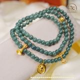  Chuỗi Vòng Tay Ngọc Hòa Điền 7mm 2A Phối Charm Bạc 925 Mạ Vàng Cao Cấp 
