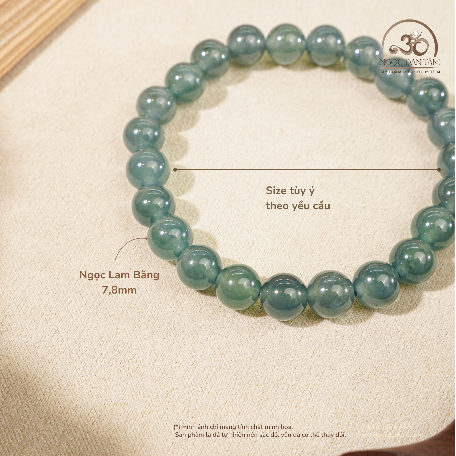  Vòng Tay Ngọc Lam Băng 7,8mm 