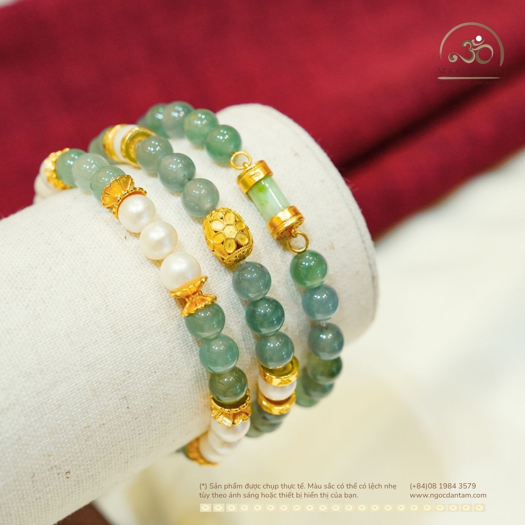  Bộ Trang Sức Ngọc Trai Phối Dzi & Ngọc Lam Băng 