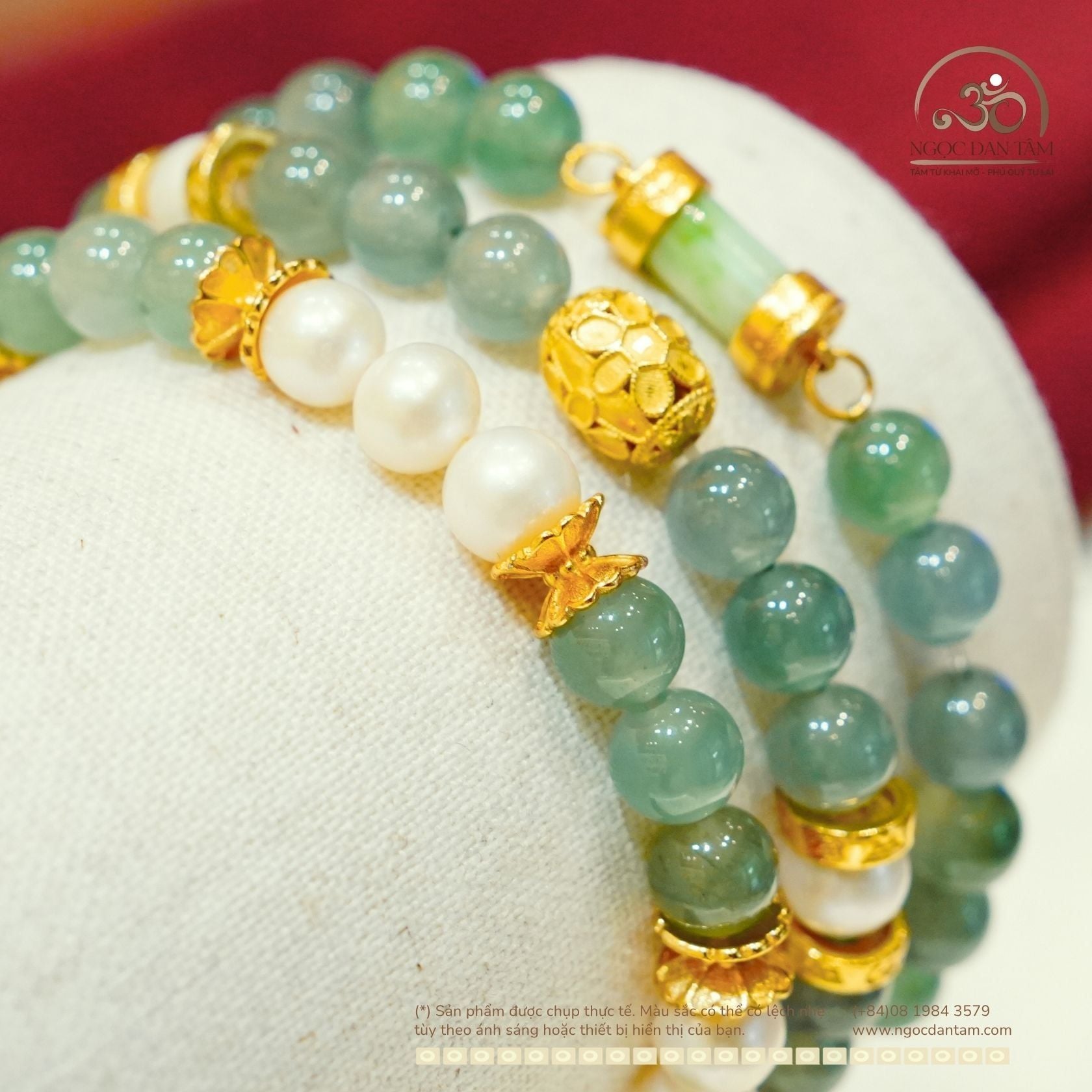  Bộ Trang Sức Ngọc Trai Phối Dzi & Ngọc Lam Băng 
