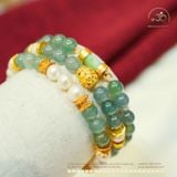  Bộ Trang Sức Ngọc Trai Phối Dzi & Ngọc Lam Băng 