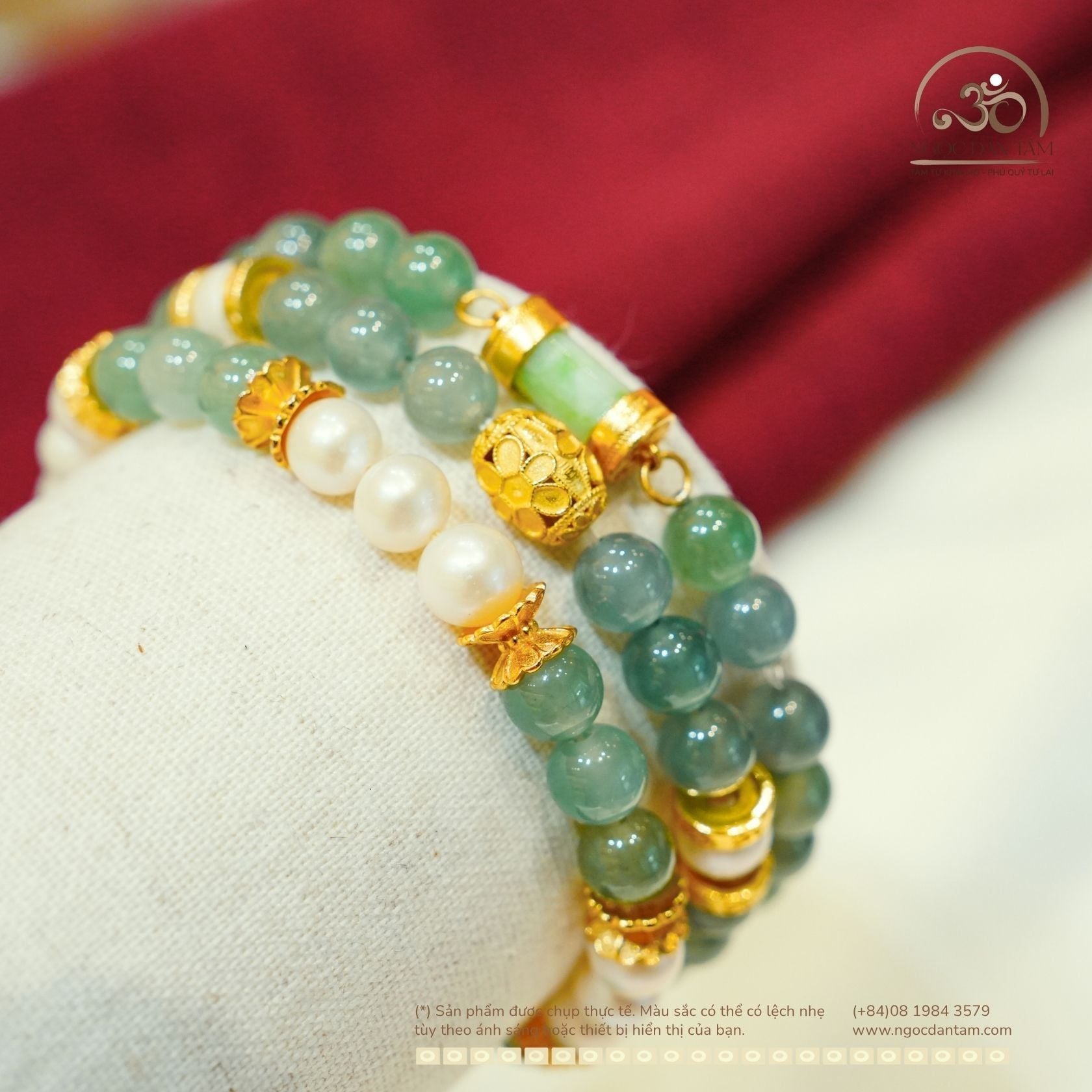  Bộ Trang Sức Ngọc Trai Phối Dzi & Ngọc Lam Băng 