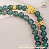  Chuỗi Vòng Tay Ngọc Lam Băng Đậm 5.8mm Phối Charm Bạc 925 Mạ Vàng Cao Cấp 