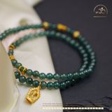  Chuỗi Vòng Tay Ngọc Lam Băng Đậm 5.8mm Phối Charm Bạc 925 Mạ Vàng Cao Cấp 