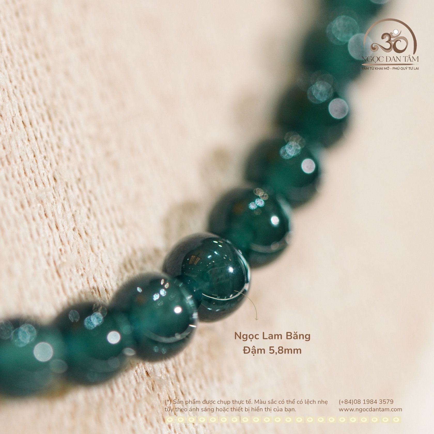  Vòng Cổ Ngọc Lam Băng Đậm 5,8mm 