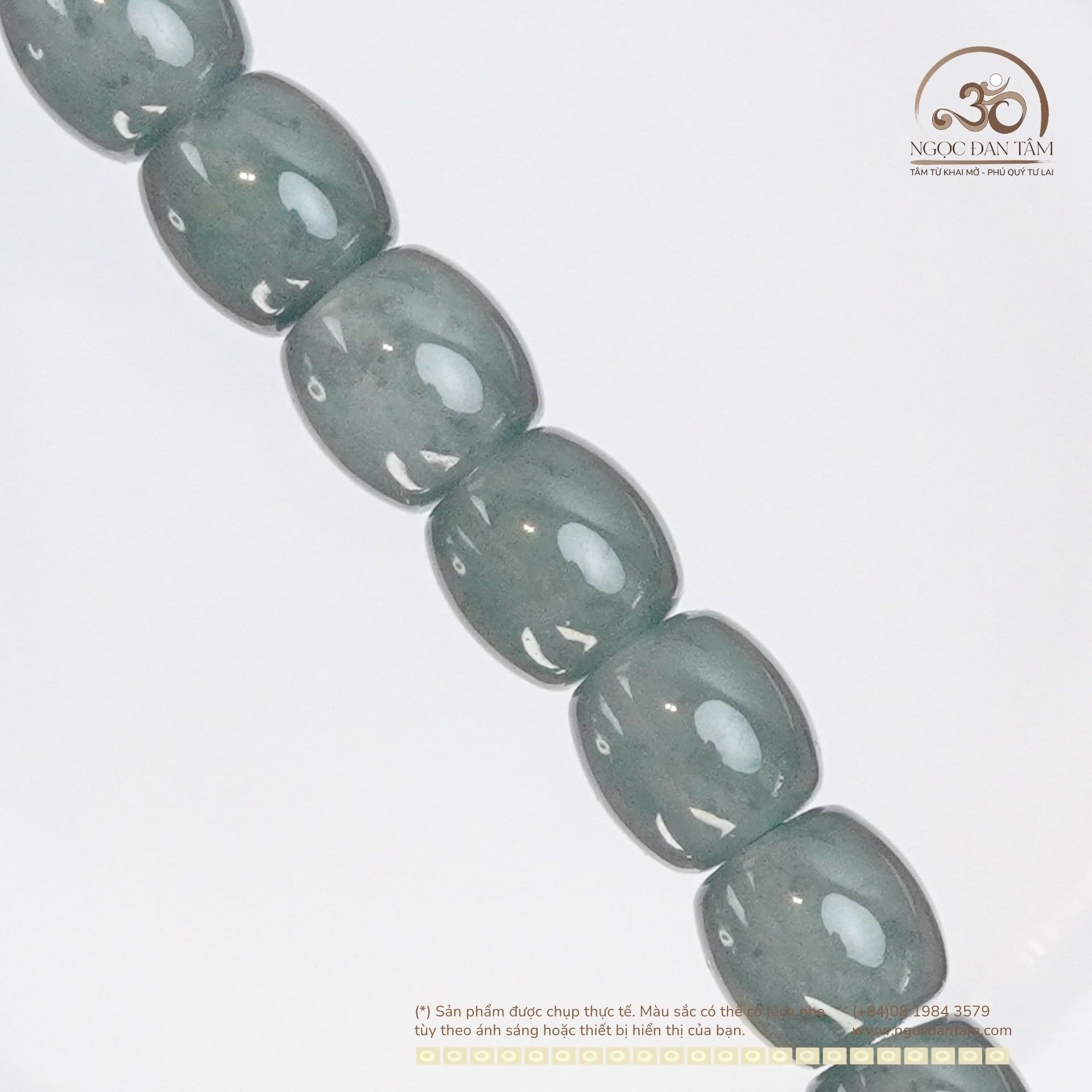  Vòng Tay Ngọc Lam Băng Dáng Trúc 6mm 