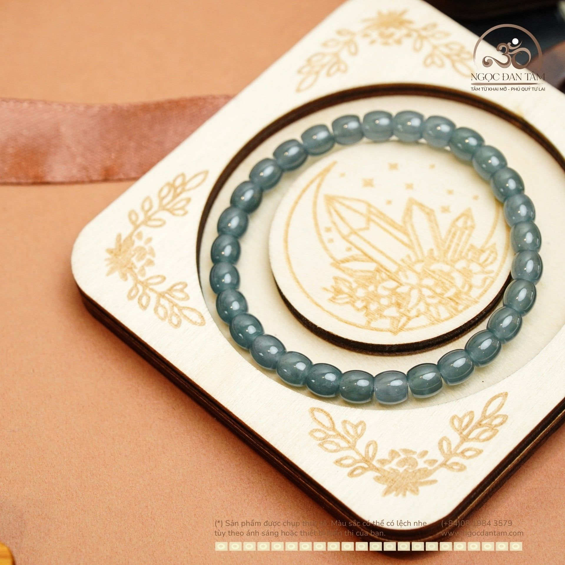  Vòng Tay Ngọc Lam Băng Dáng Trúc 6mm 