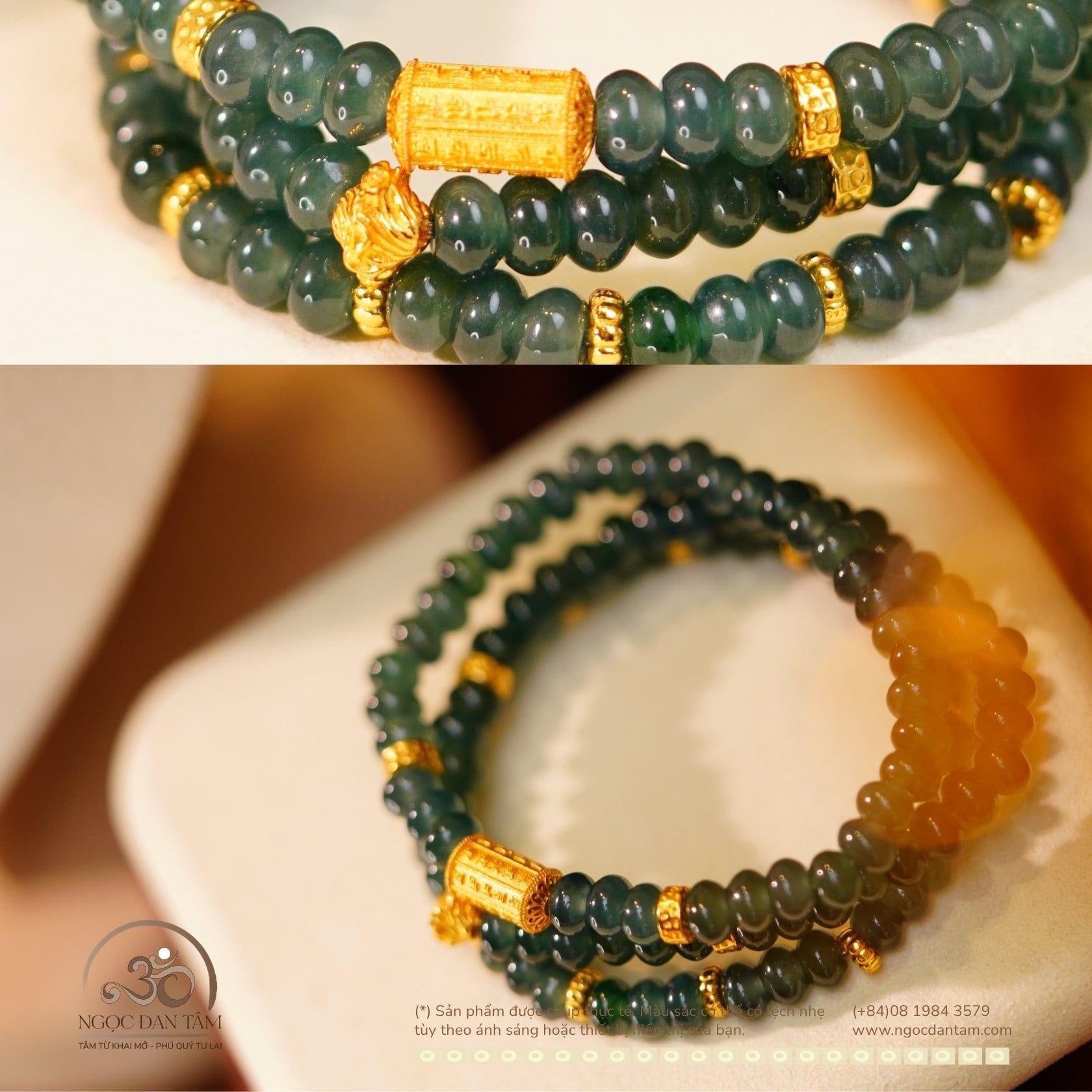  Bộ Trang Sức Ngọc Lam Băng Banh Xe Phối Charm 