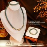 Bộ Trang Sức Ngọc Lam 8mm Phối Charm Bánh Xe Pháp Luân 