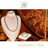  Bộ Trang Sức Ngọc Lam 8mm Phối Charm Bánh Xe Pháp Luân 