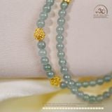  Chuỗi Vòng Tay Ngọc Lam Băng 5,8mm Phối Charm Bạc 925 Mạ Vàng Cao Cấp 