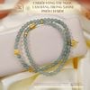  Chuỗi Vòng Tay Ngọc Lam Băng 5,8mm Phối Charm Bạc 925 Mạ Vàng Cao Cấp 