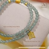  Chuỗi Vòng Tay Ngọc Lam Băng 5,8mm Phối Charm Bạc 925 Mạ Vàng Cao Cấp 