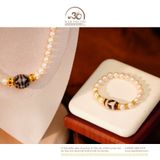  Bộ Trang Sức Ngọc Trai Phối Dzi + Charm Cao Cấp 