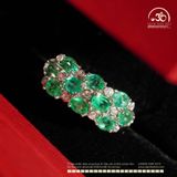  Nhẫn Bạc 925 Đính Đá Emerald 3*4mm Cỏ 4 Lá 