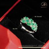  Nhẫn Bạc 925 Đính Đá Emerald 3*4mm Cỏ 4 Lá 